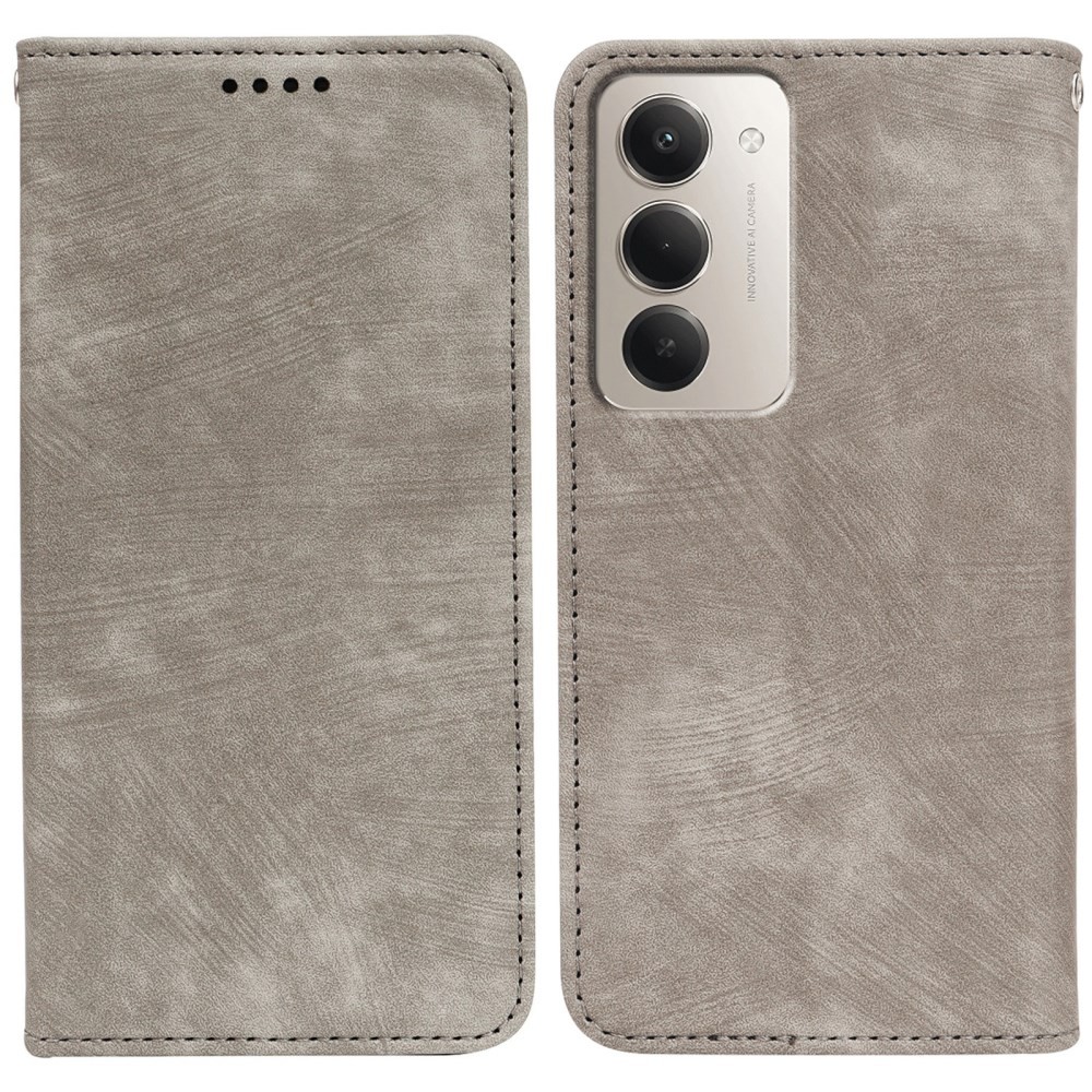 Xiaomi Redmi 15 4G / 5G Brush Magnetic Θήκη Βιβλίο Grey