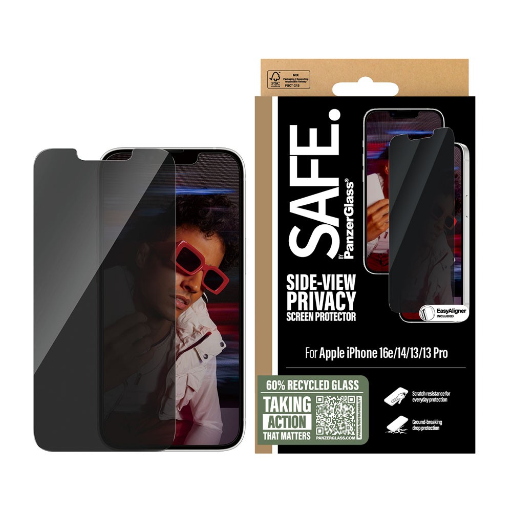 Apple iPhone 16e SAFE. by PanzerGlass Privacy Screen Protector/Ultra-Wide Fit Black