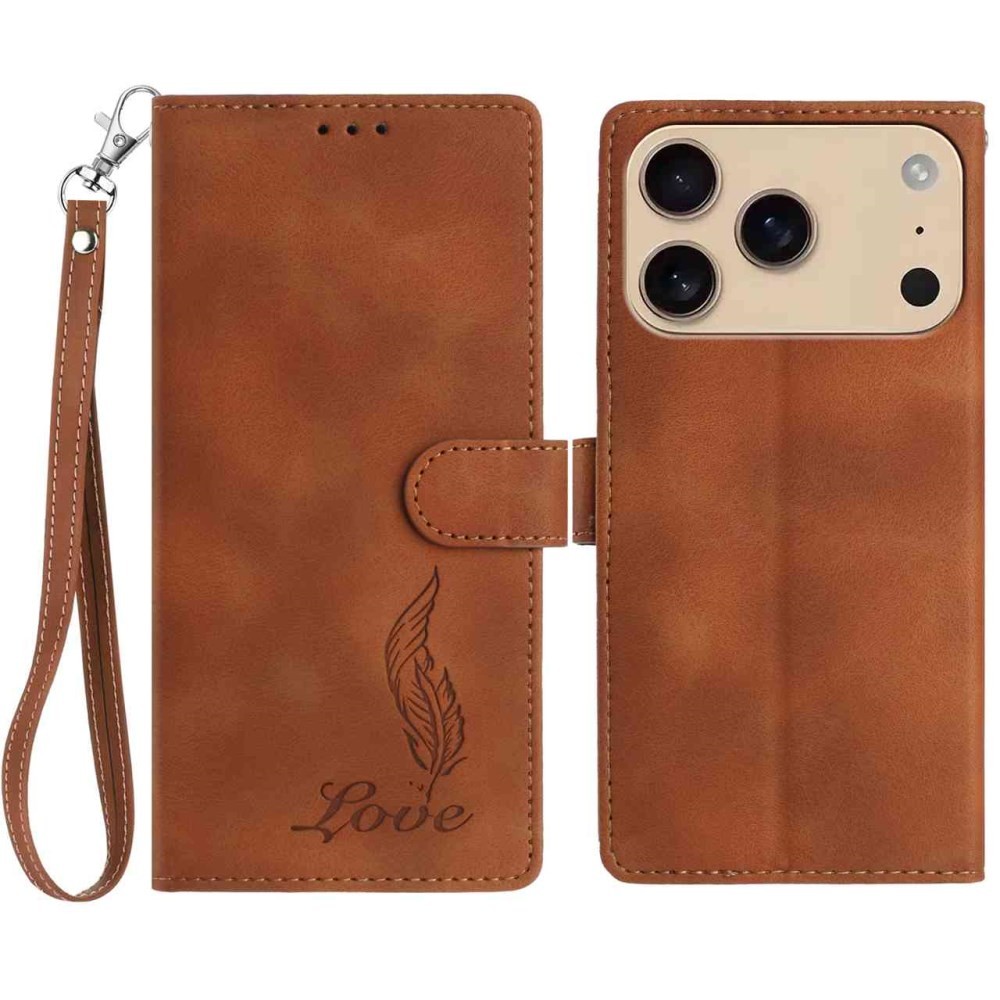 Apple iPhone 17 Pro Love Θήκη Πορτοφόλι Brown