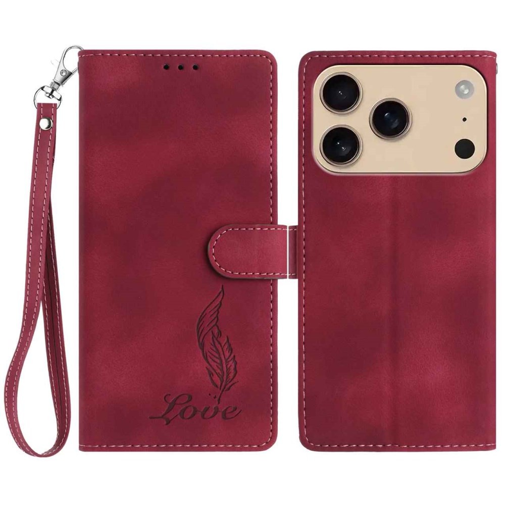 Apple iPhone 17 Pro Love Θήκη Πορτοφόλι Wine Red