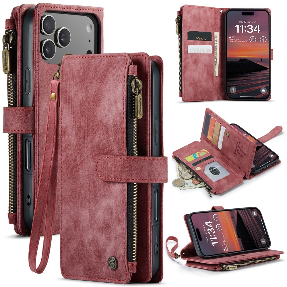 Apple iPhone 17 Pro CaseMe C30 Multifunctional Θήκη Πορτοφόλι Wine Red