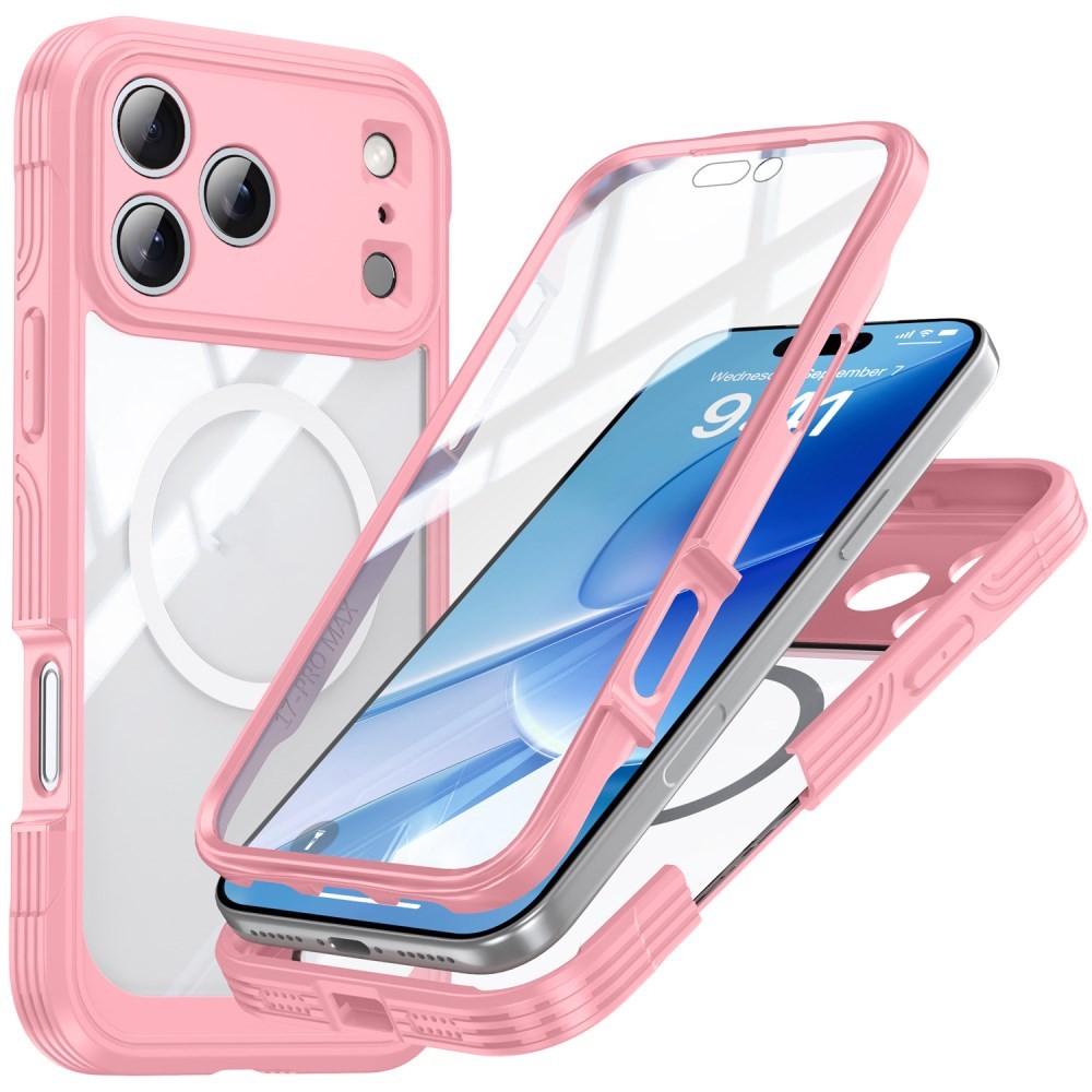 Apple iPhone 17 Pro Max 360 Degrees Coverage MagSafe Σκληρή Θήκη με Tempered Glass Pink
