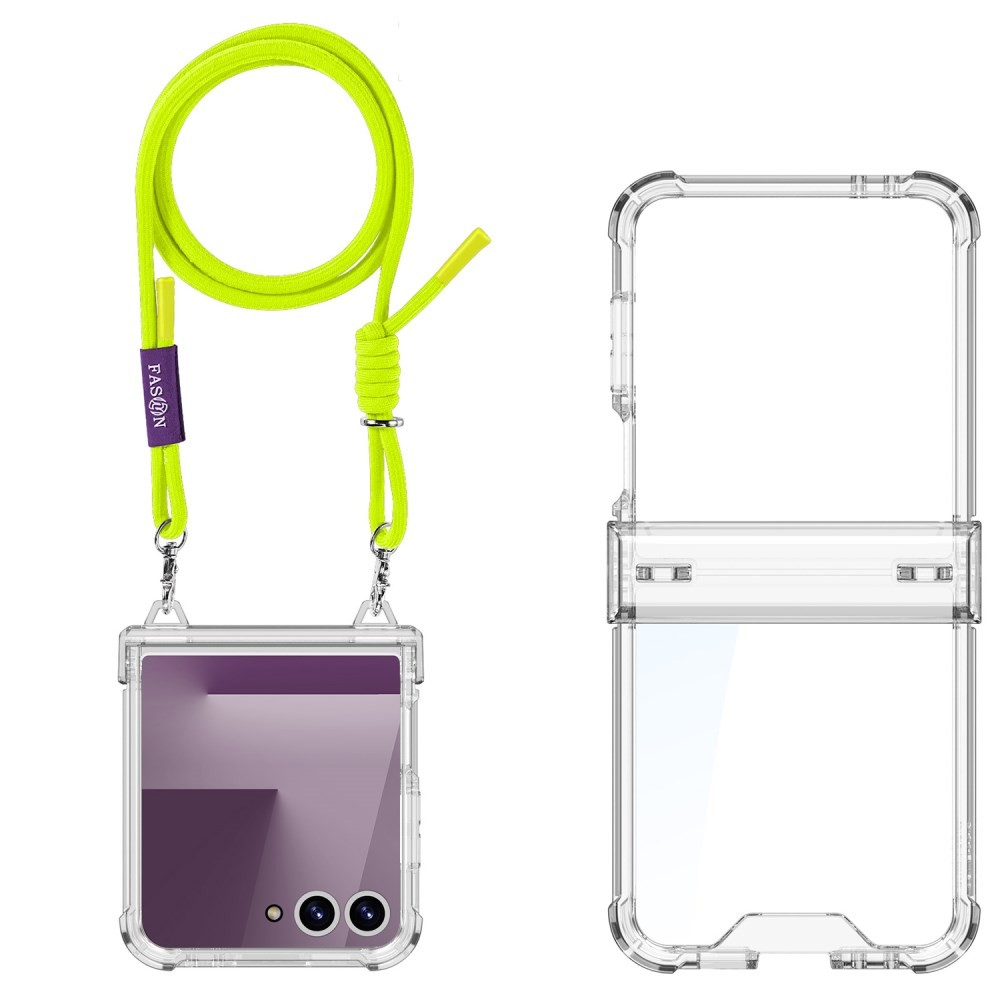 Samsung Galaxy Z Flip7 5G GKK Διάφανη Σκληρή Θήκη με Λουράκι Transparent/Yellow
