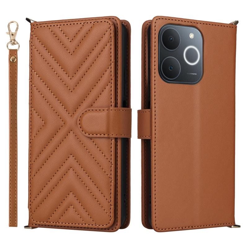 Realme Note 70T 4G Puff Lines Θήκη Πορτοφόλι Brown