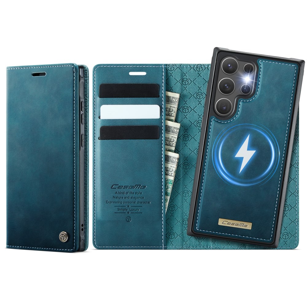 Samsung Galaxy S25 Ultra 5G CaseMe C49 MagSafe Θήκη Βιβλίο με Αποσπώμενη Θήκη Σιλικόνης Blue Green