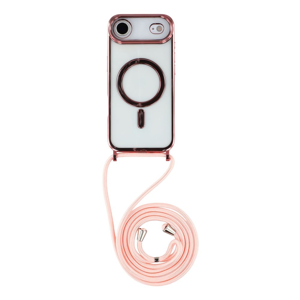 Apple iPhone Air Electroplated MagSafe Θήκη Σιλικόνης με Λουράκι Pink