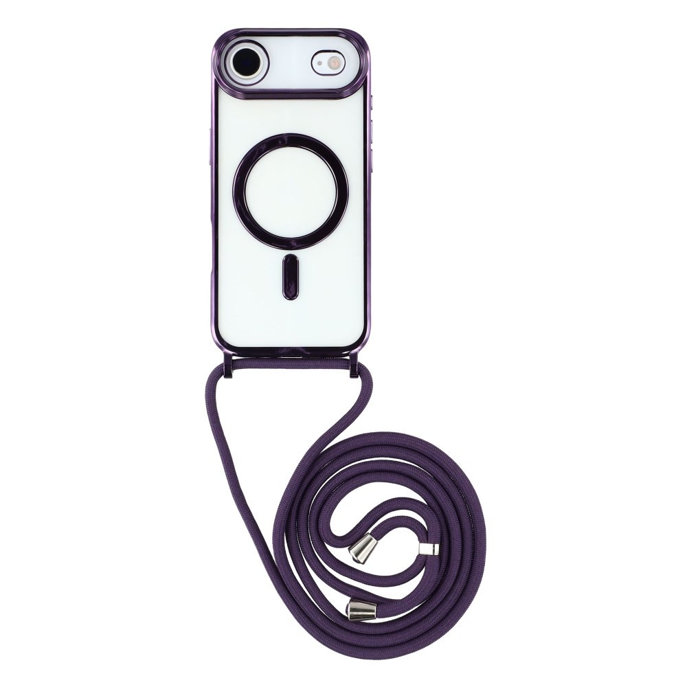 Apple iPhone Air Electroplated MagSafe Θήκη Σιλικόνης με Λουράκι Purple