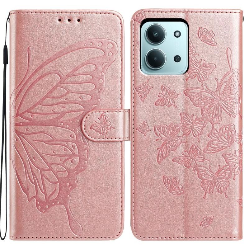 Xiaomi Redmi 15C 4G-5G / Poco C85 4G Butterflies Θήκη Πορτοφόλι Rose Gold