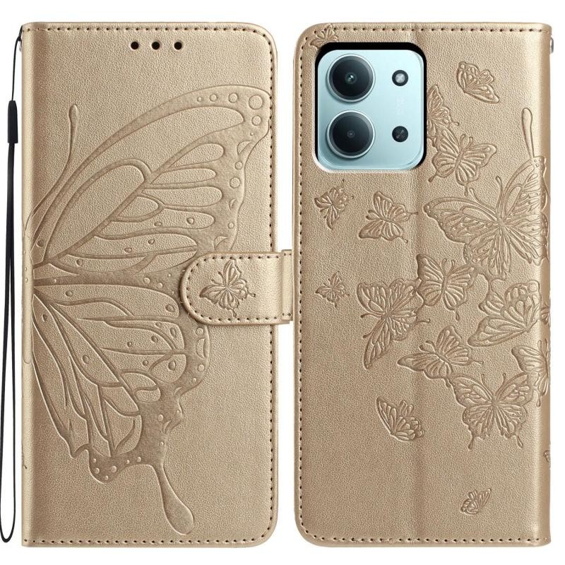 Xiaomi Redmi 15C 4G-5G / Poco C85 4G Butterflies Θήκη Πορτοφόλι Gold