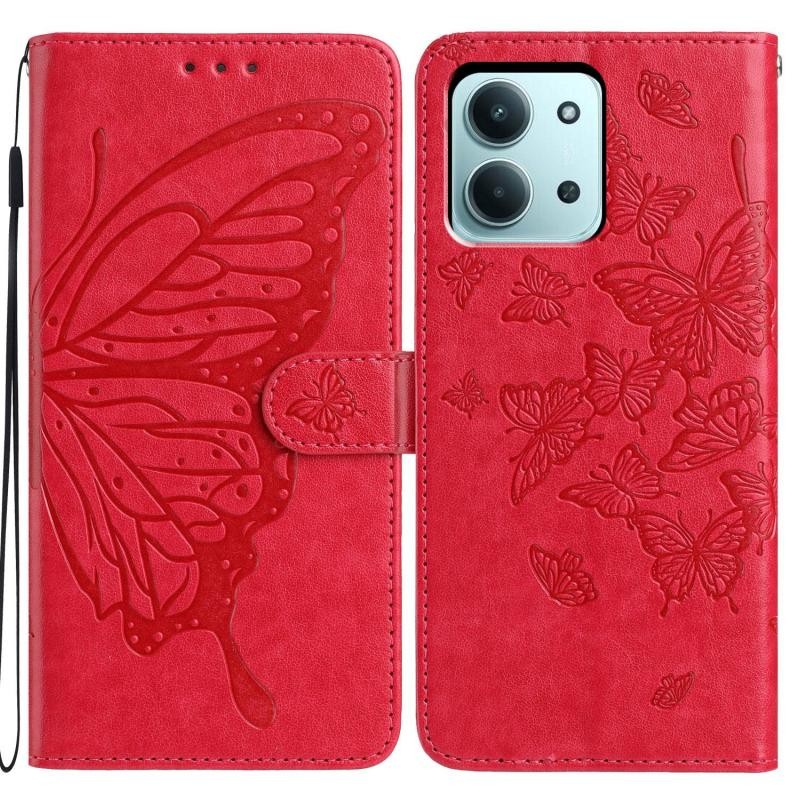 Xiaomi Redmi 15C 4G-5G / Poco C85 4G Butterflies Θήκη Πορτοφόλι Rose Red