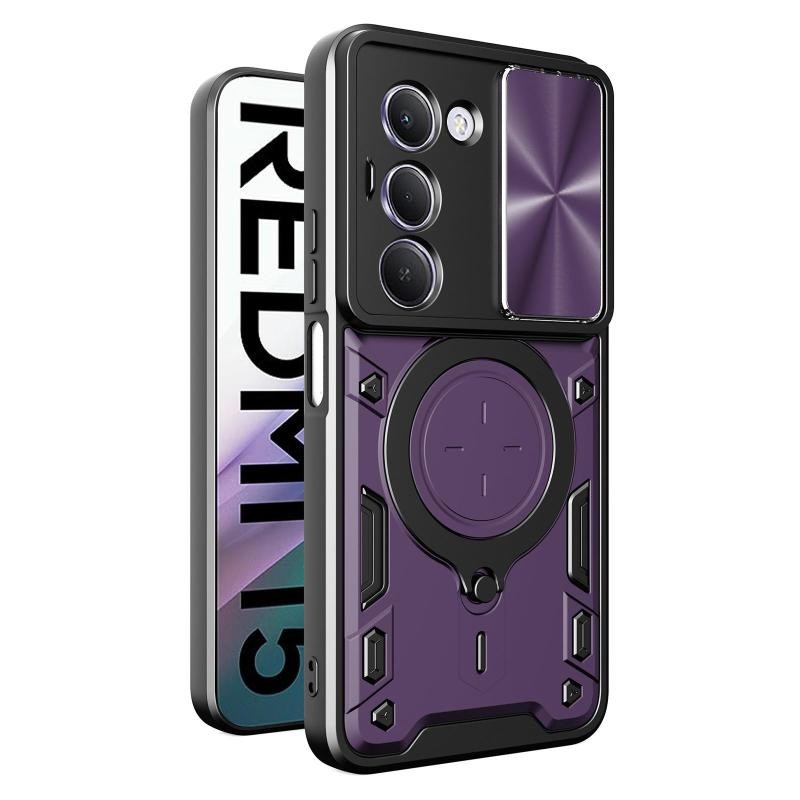 Xiaomi Redmi 15 4G / 5G Sliding Camshield Σκληρή Θήκη με Δαχτυλίδι Purple
