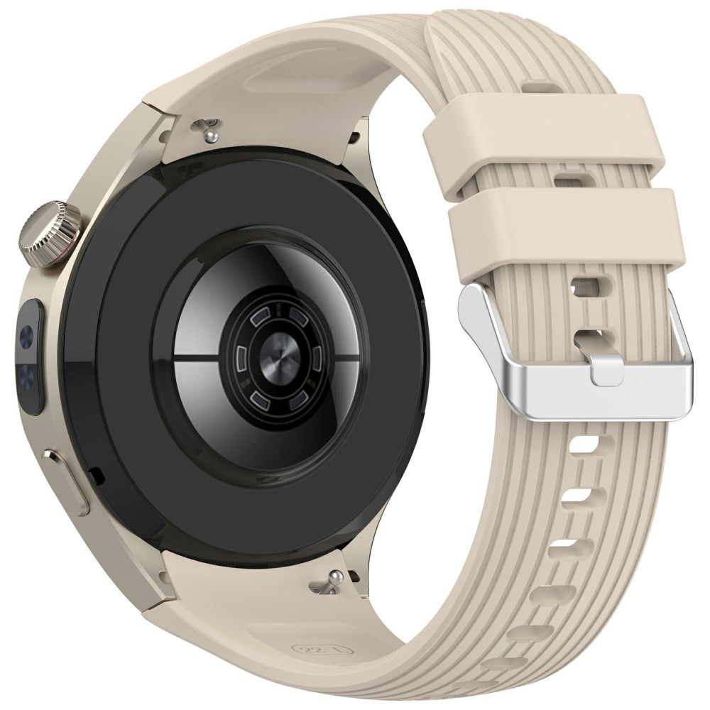 Huawei Watch 5 - 46mm Ριγέ Λουράκι Σιλικόνης Beige
