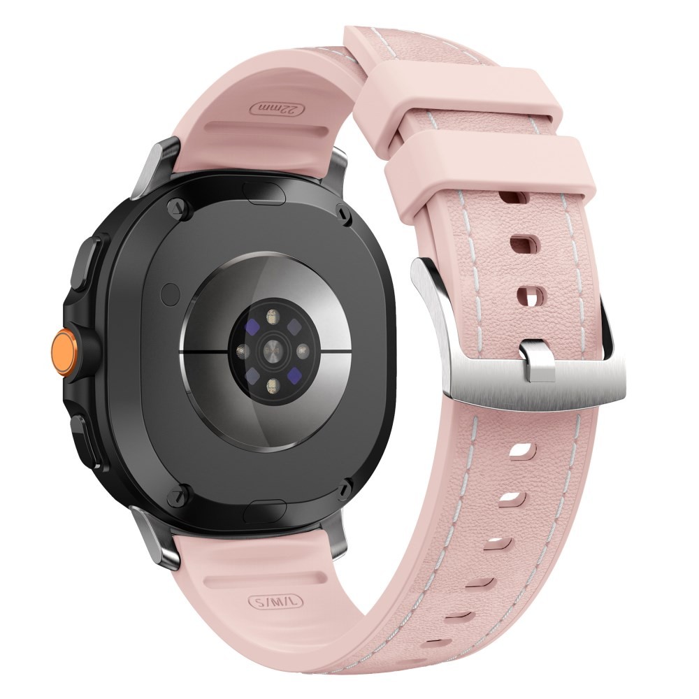 Samsung Galaxy Watch 8 - 40mm/44 mm /Watch  8 classic - 46mm Λουράκι Σιλικόνης με Δερμάτινη Επίστρωση Pink