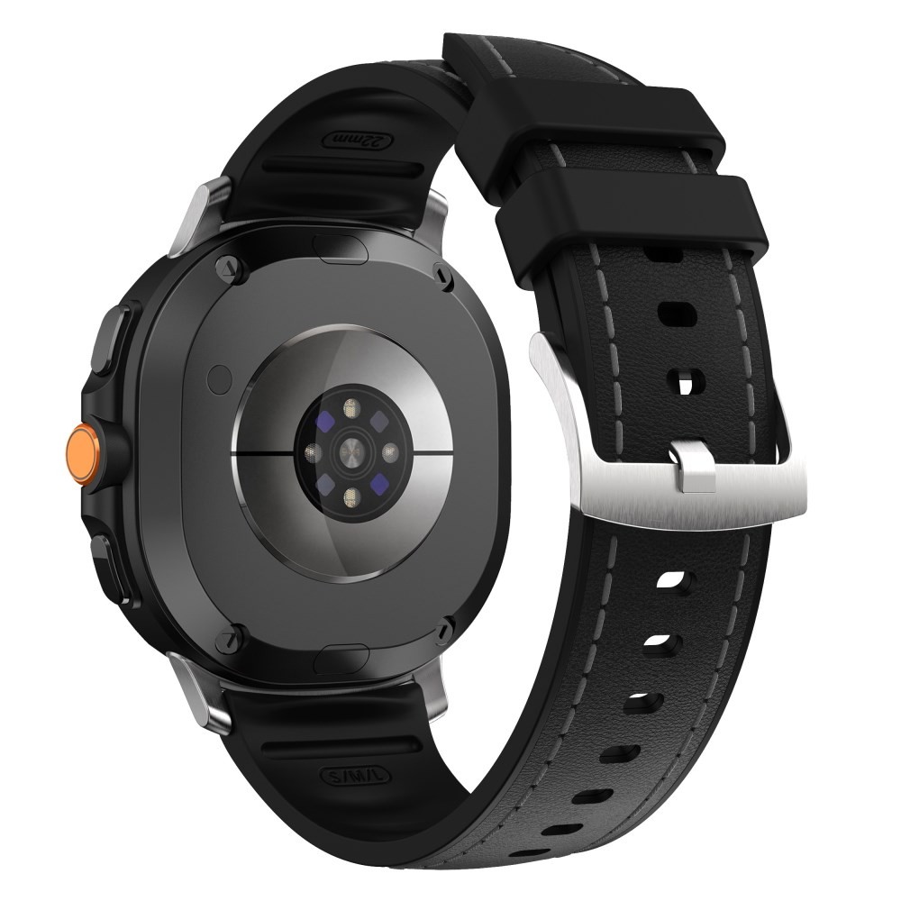 Samsung Galaxy Watch 8 - 40mm/44 mm /Watch  8 classic - 46mm Λουράκι Σιλικόνης με Δερμάτινη Επίστρωση Black