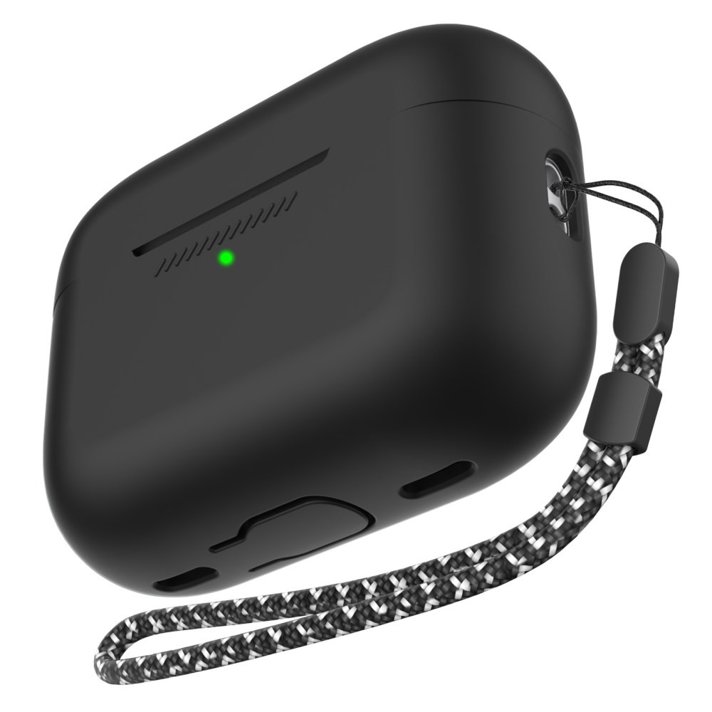 Apple AirPods Pro 2 Θήκη Σιλικόνης με Λουράκι Black