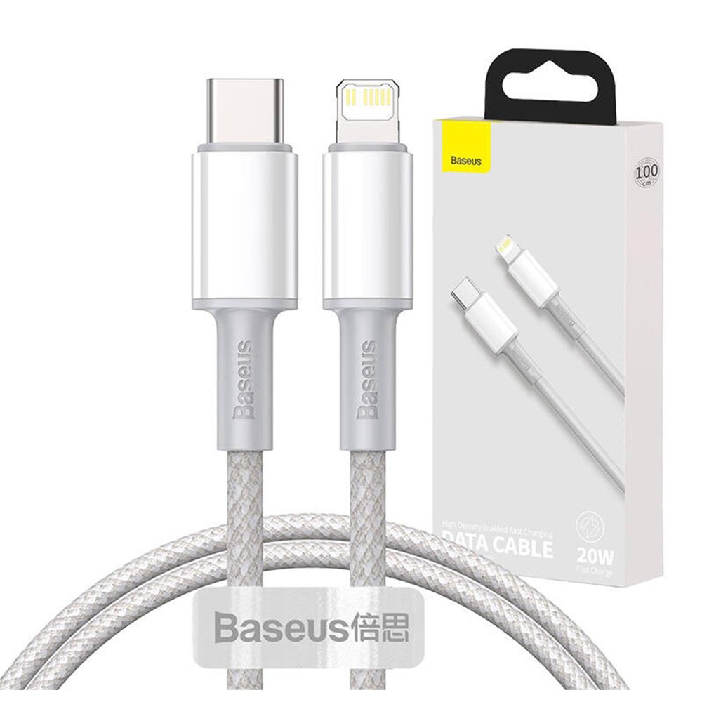 Baseus CATLGD-02 Καλώδιο Φόρτισης High Density Braided USB-C to Lightning Cable 20W 1m White