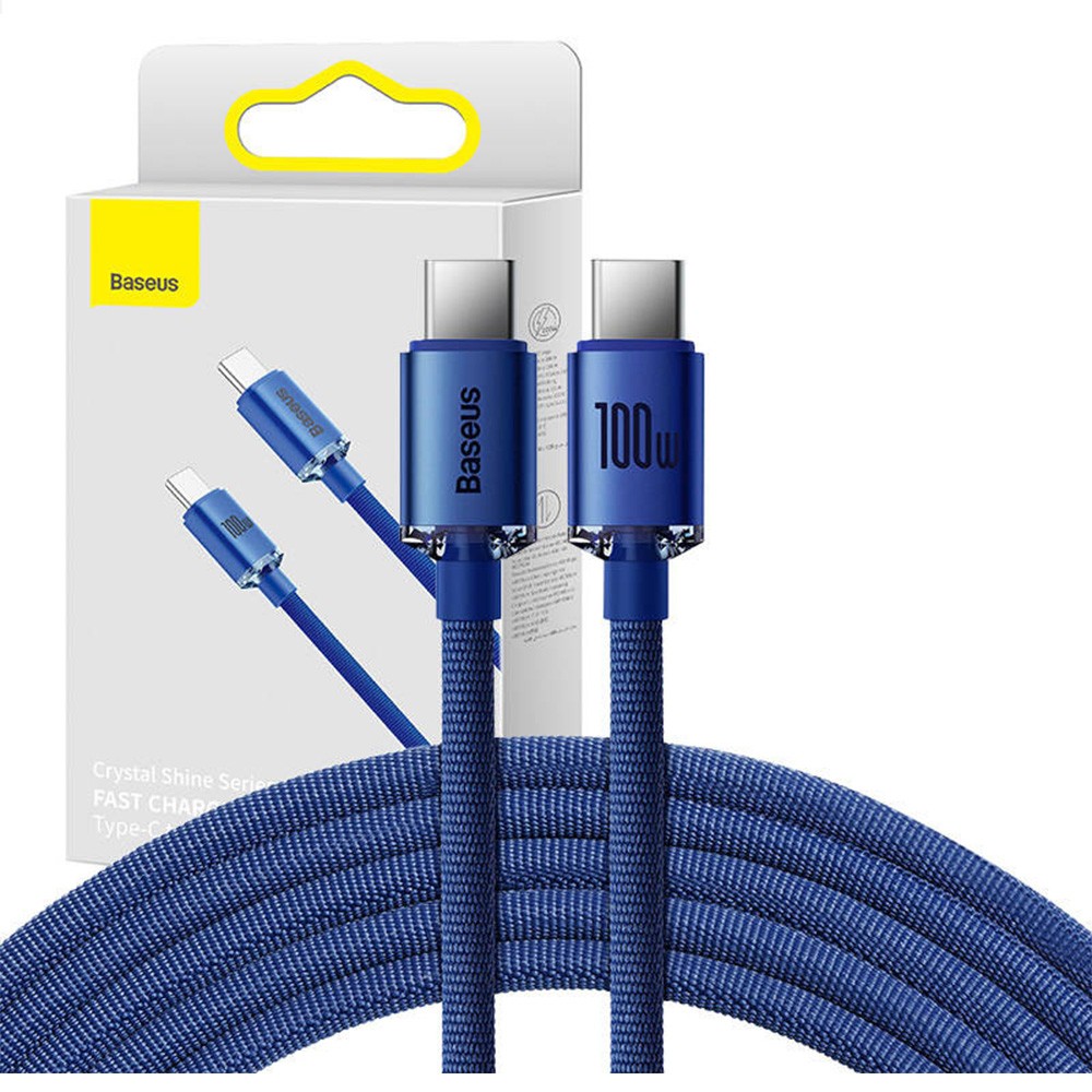 Baseus CAJY000603 Καλώδιο Φόρτισης Crystal Shine Type-C to Type-C 100W - 1.2 m Blue
