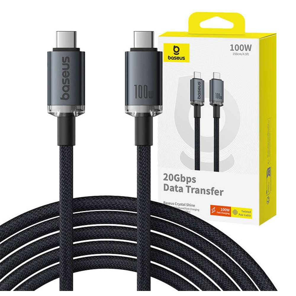 Baseus P10318204111-00 Καλώδιο Φόρτισης Crystal Shine Series Type-C to Type-C 100W - 1.5 m Black