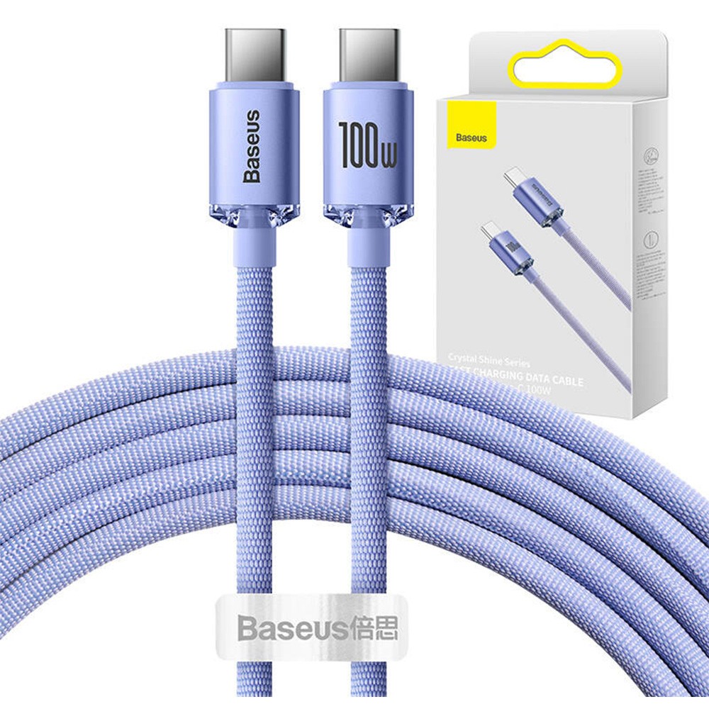 Baseus CAJY000705 Καλώδιο Φόρτισης Crystal Shine Type-C to Type-C 100W - 2m Purple