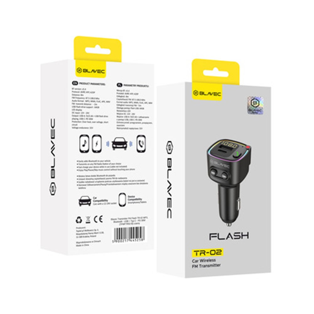 Blavec TR-02 FM Transmitter Αυτοκινήτου με USB Black