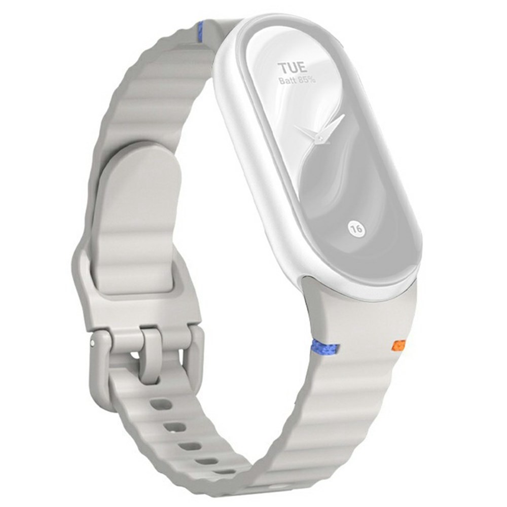 Xiaomi Smart Band 8/9/10 Λουράκι Σιλικόνης με Κυματιστό Σχέδιο Light Grey