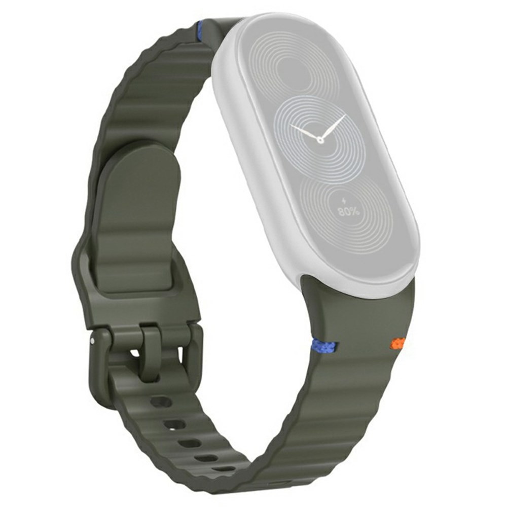 Xiaomi Smart Band 8/9/10 Λουράκι Σιλικόνης με Κυματιστό Σχέδιο Army Green