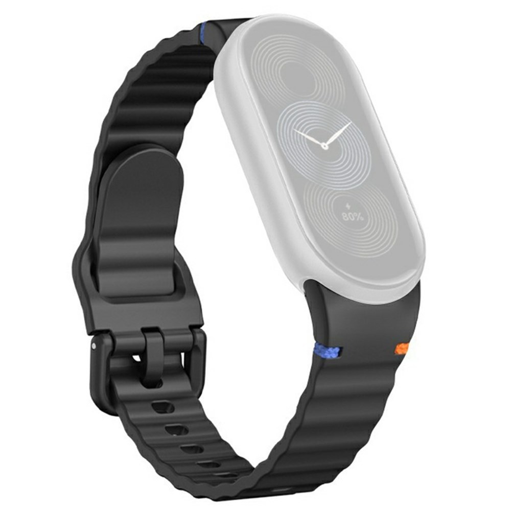 Xiaomi Smart Band 8/9/10 Λουράκι Σιλικόνης με Κυματιστό Σχέδιο Black