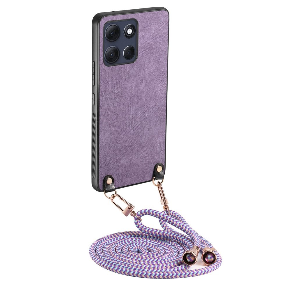 Motorola Moto G86 5G Brushed Σκληρή Θήκη με Λουράκι Purple