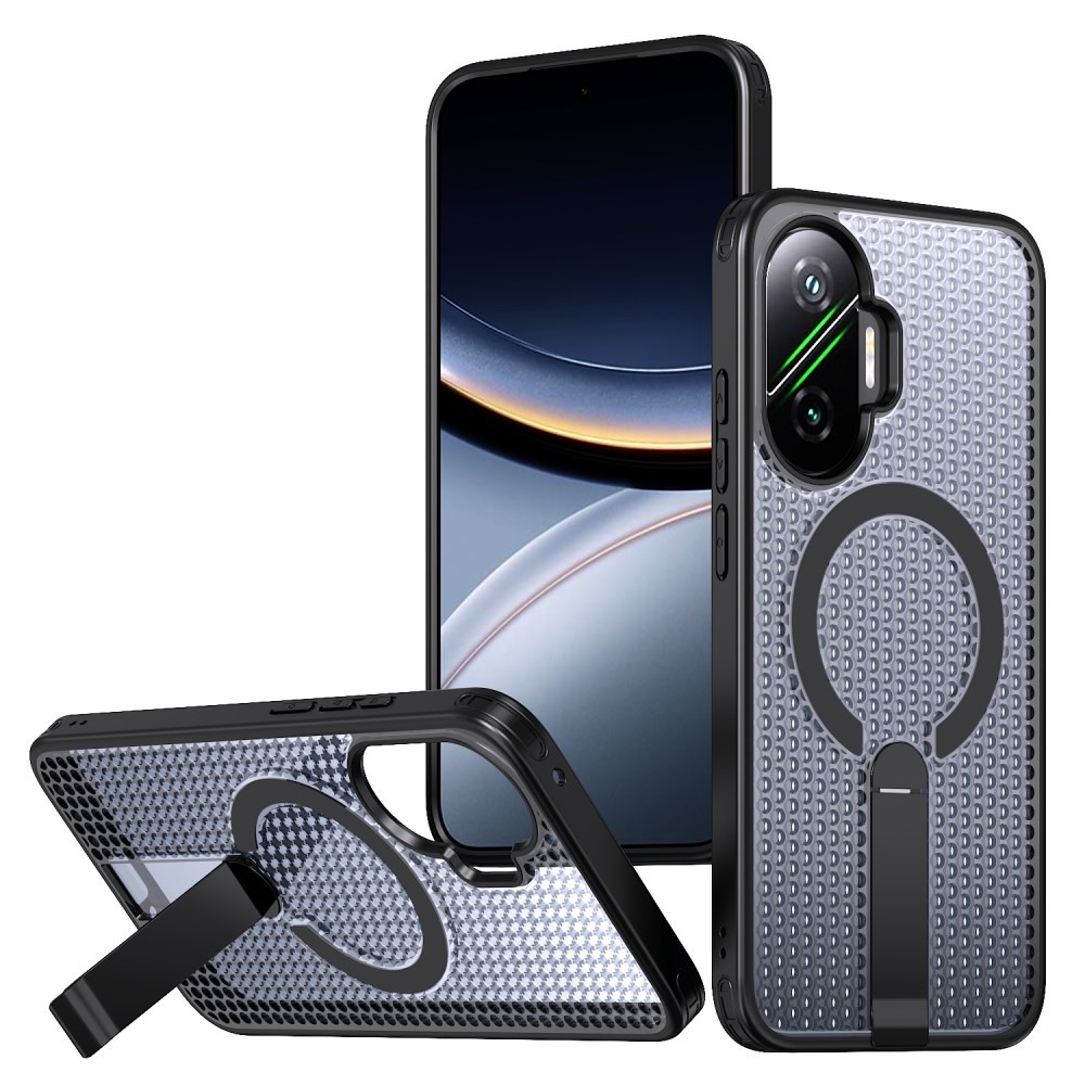 Xiaomi Poco F7 5G Grid Magsafe Σκληρή Θήκη με Stand Black
