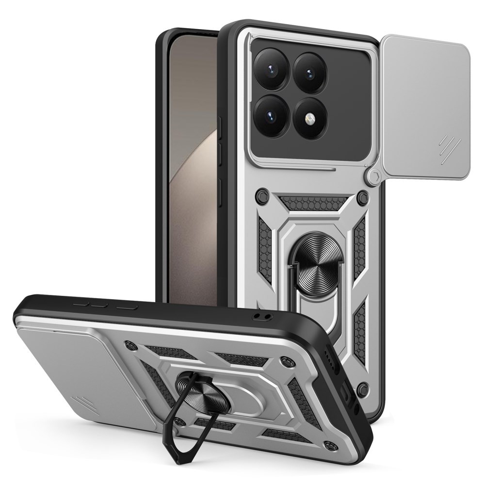 Xiaomi 15T 5G Rotary Camera Lid Σκληρή Θήκη με Δαχτυλίδι Silver