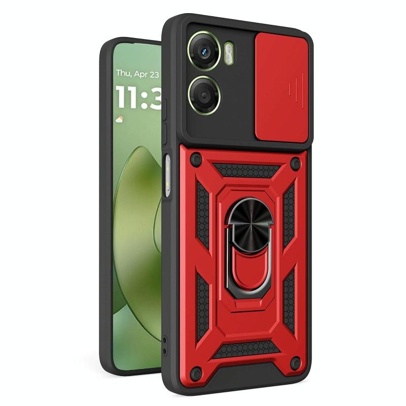 Motorola Moto G06 4G Sliding Camera Σκληρή Θήκη με Δαχτυλίδι Red