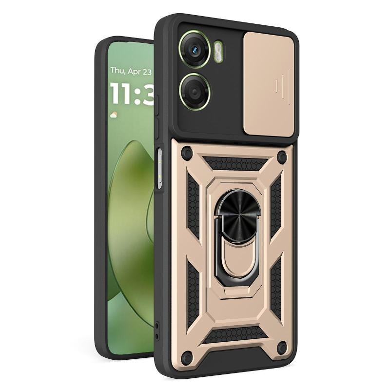 Motorola Moto G06 4G Sliding Camera Σκληρή Θήκη με Δαχτυλίδι Gold