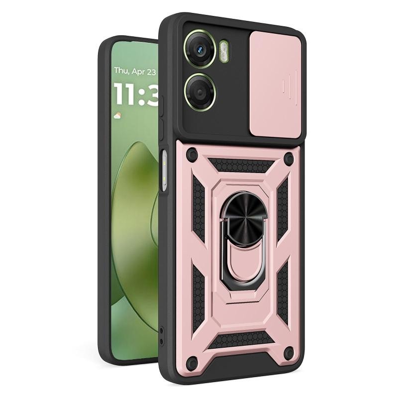 Motorola Moto G06 4G Sliding Camera Σκληρή Θήκη με Δαχτυλίδι Rose Gold