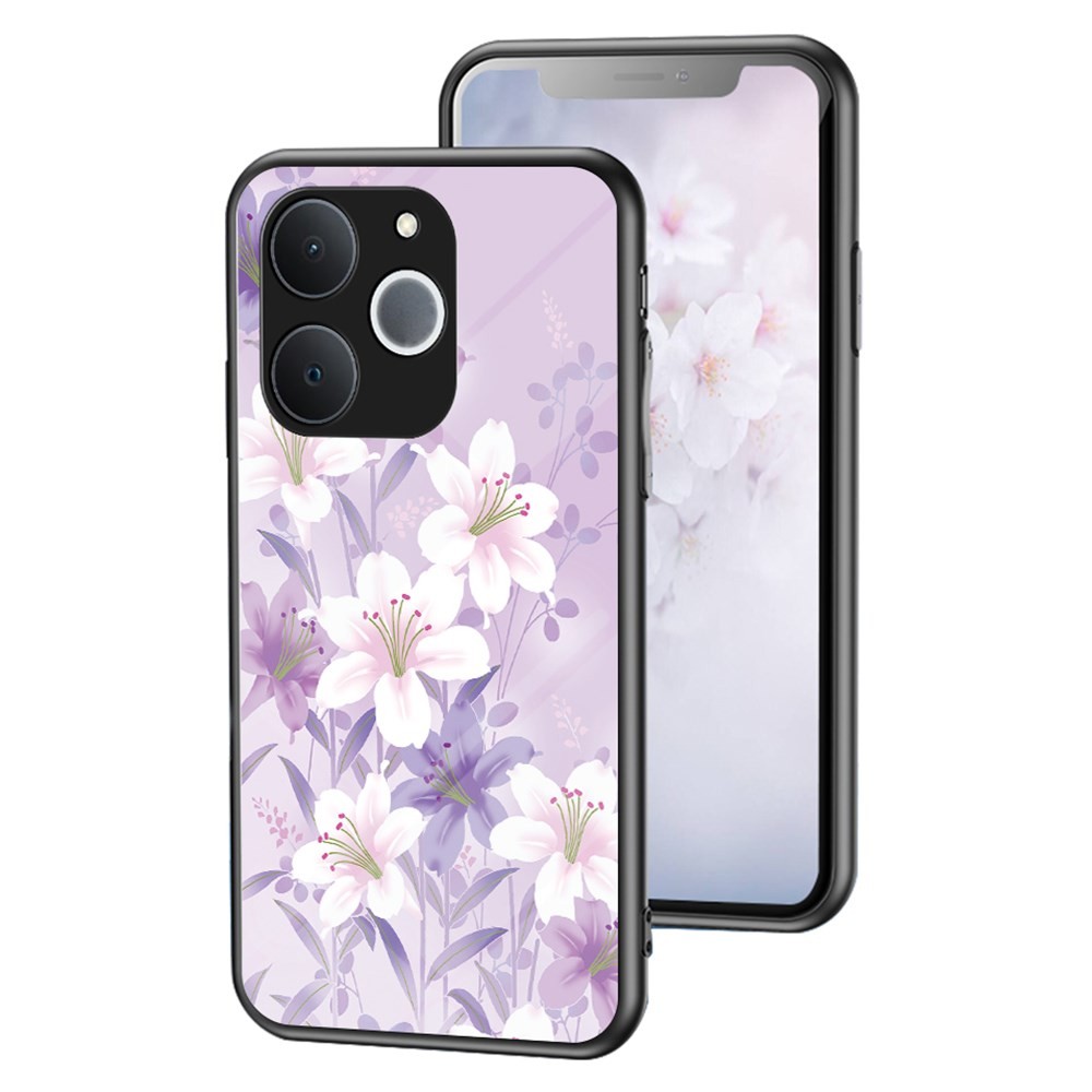 Realme C71 4G Floral Σκληρή Θήκη με Τζάμι Purple Magnolia