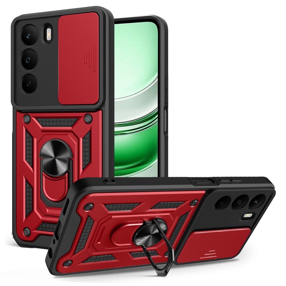 Realme C71 4G Sliding Camera Σκληρή Θήκη με Δαχτυλίδι Red