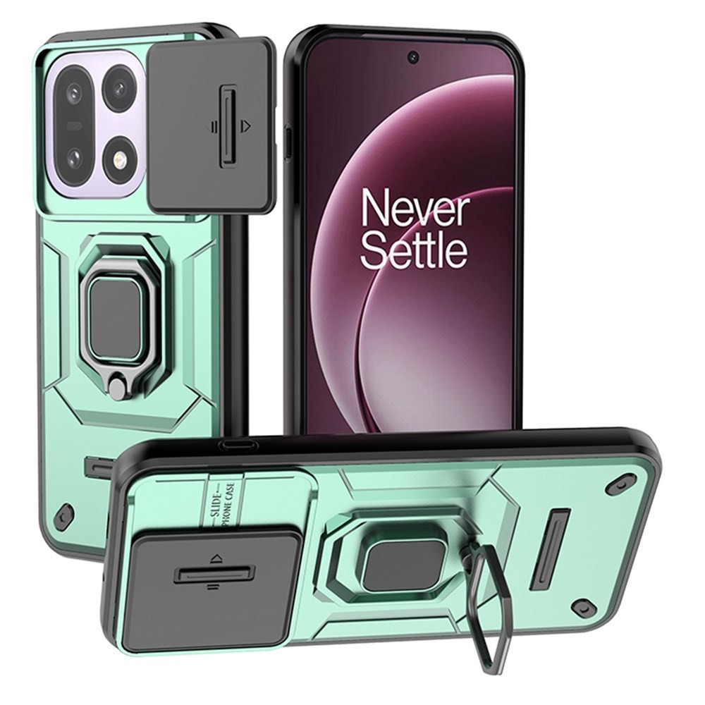 OnePlus 15 5G Sliding Camshield Σκληρή Θήκη με Δαχτυλίδι Green