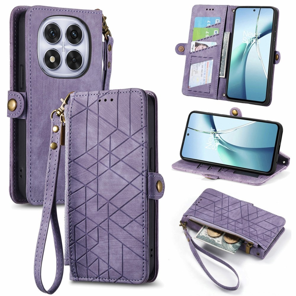 Xiaomi Redmi Note 15 Pro Plus 5G/Poco M8 Pro 5G Geometry Zipper Θήκη Πορτοφόλι Purple