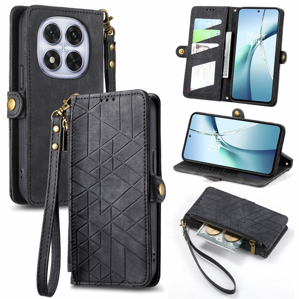 Xiaomi Redmi Note 15 Pro Plus 5G/Poco M8 Pro 5G Geometry Zipper Θήκη Πορτοφόλι Black