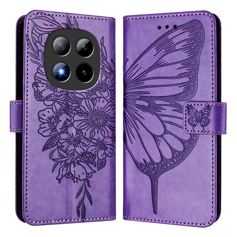 Xiaomi Redmi Note 15 Pro Plus 5G/Poco M8 Pro 5G Butterfly and Flowers Θήκη Πορτοφόλι Purple