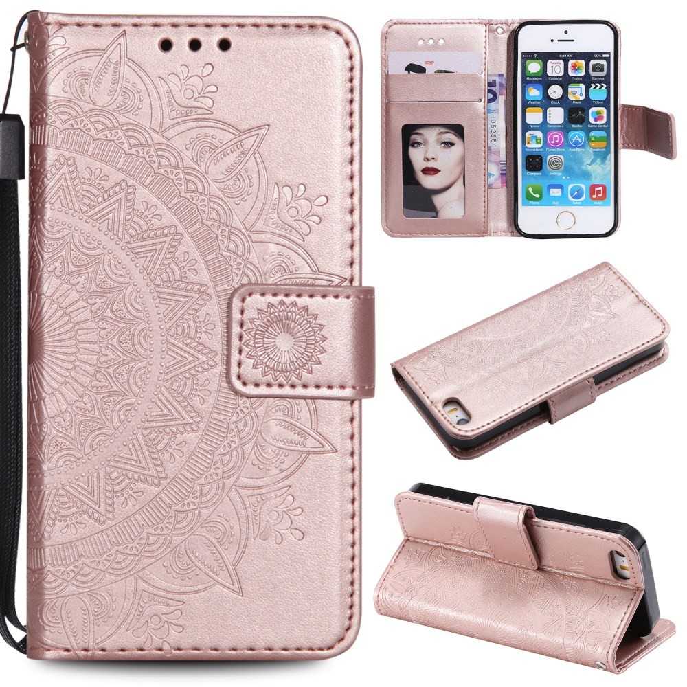Apple iPhone SE/5s/5 Mandala Θήκη Πορτοφόλι Rose Gold