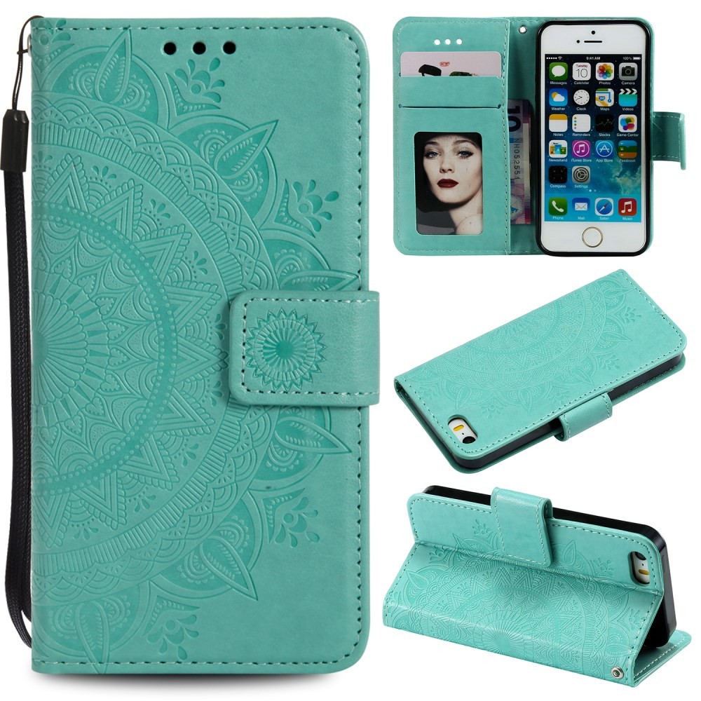 Apple iPhone SE/5s/5 Mandala Θήκη Πορτοφόλι Mint Green