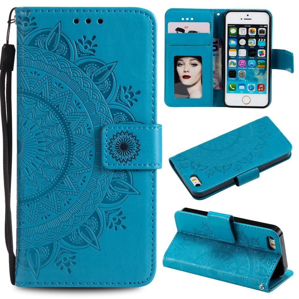 Apple iPhone SE/5s/5 Mandala Θήκη Πορτοφόλι Blue