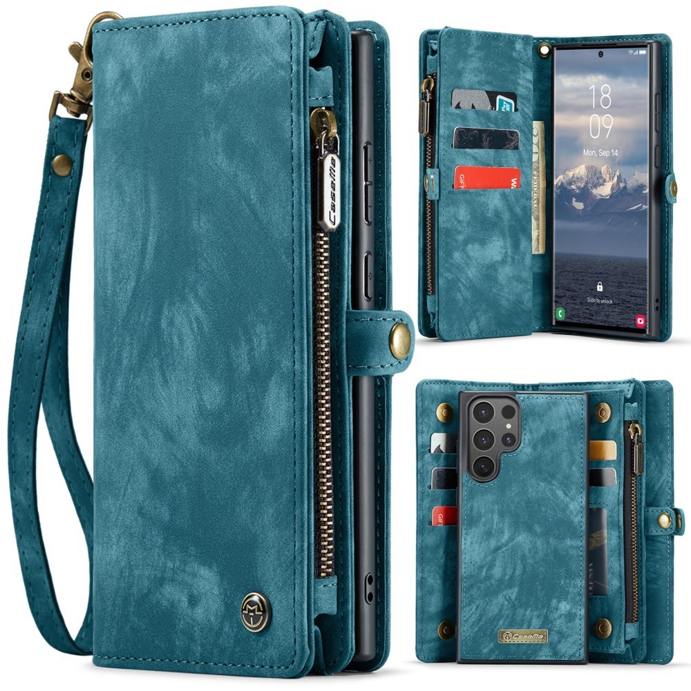Samsung Galaxy S26 Ultra 5G CaseMe 008 Θήκη Πορτοφόλι με Αποσπώμενη Θήκη Σιλικόνης Green Blue