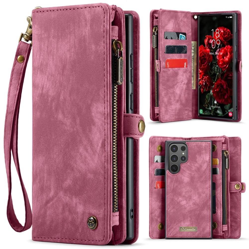 Samsung Galaxy S26 Ultra 5G CaseMe 008 Θήκη Πορτοφόλι με Αποσπώμενη Θήκη Σιλικόνης Wine Red