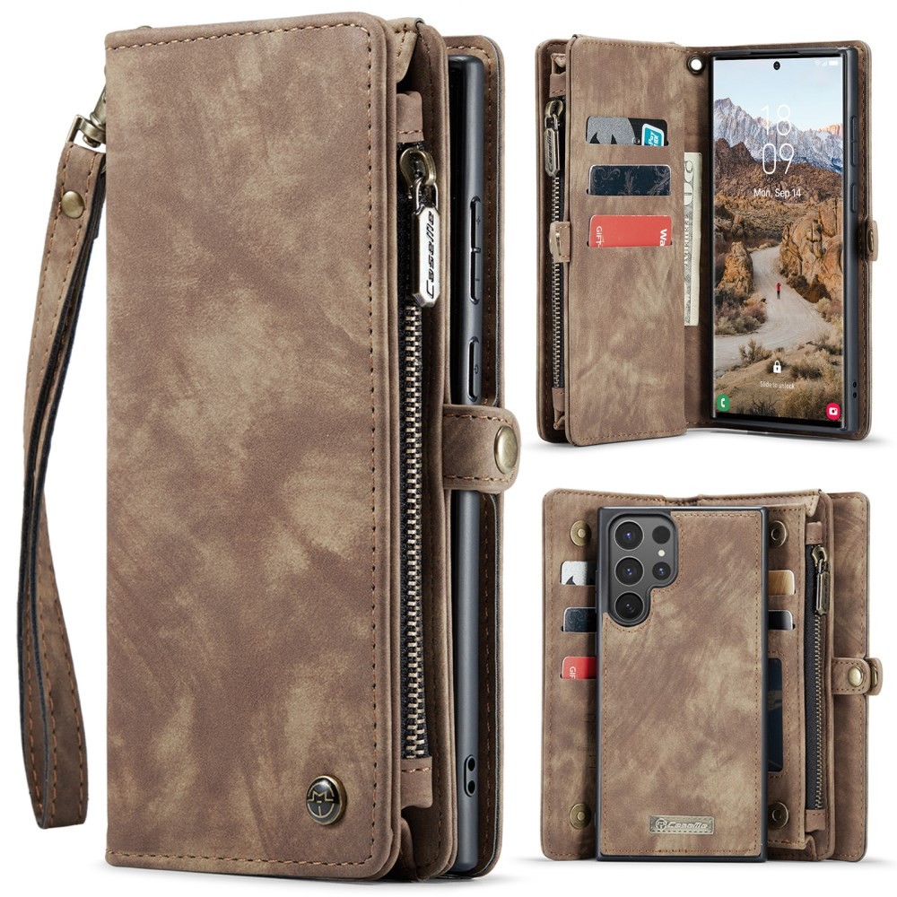 Samsung Galaxy S26 Ultra 5G CaseMe 008 Θήκη Πορτοφόλι με Αποσπώμενη Θήκη Σιλικόνης Brown