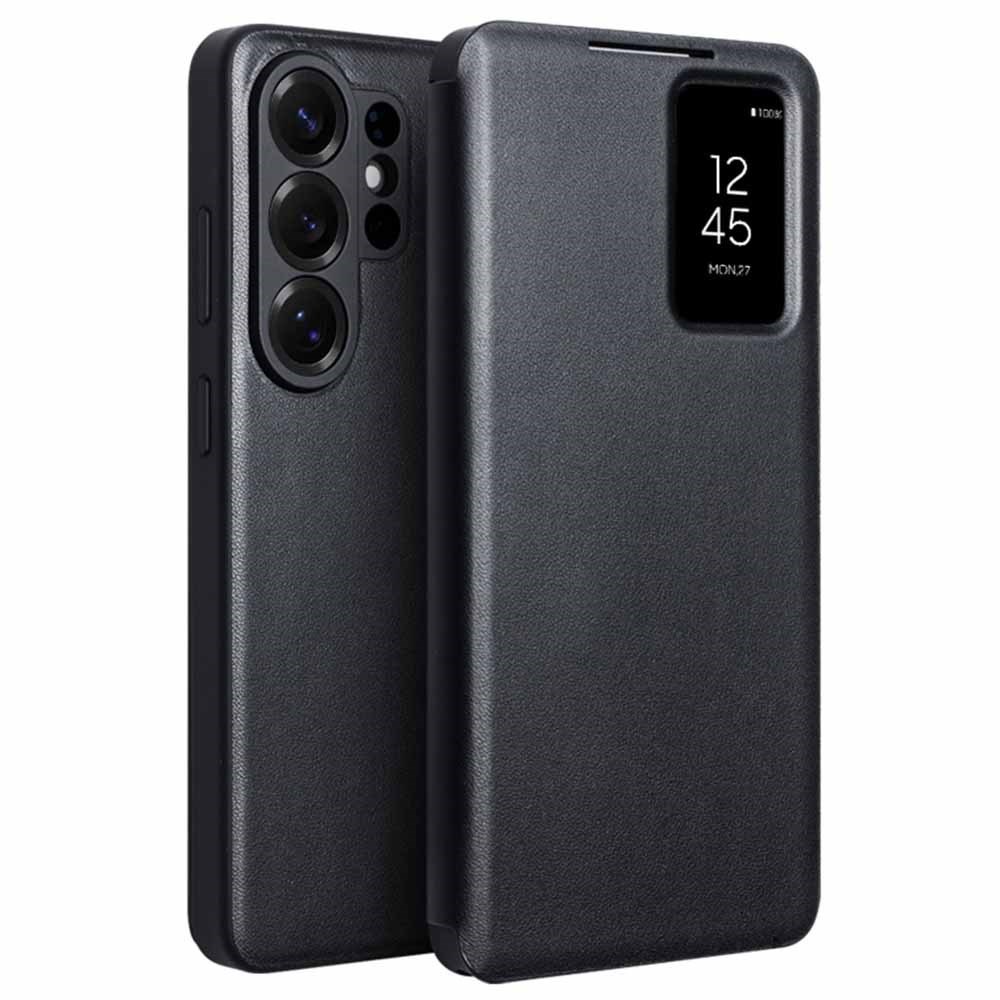 Samsung Galaxy S26 Ultra 5G QIALINO View Window Δερμάτινη Θήκη Βιβλίο Black