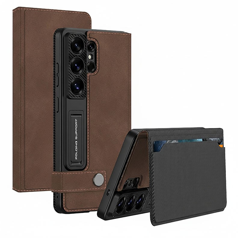 Samsung Galaxy S26 Ultra 5G GKK Full Coverage Θήκη Πορτοφόλι με Στήριγμα Brown