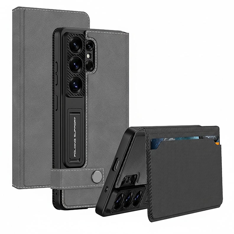 Samsung Galaxy S26 Ultra 5G GKK Full Coverage Θήκη Πορτοφόλι με Στήριγμα Grey