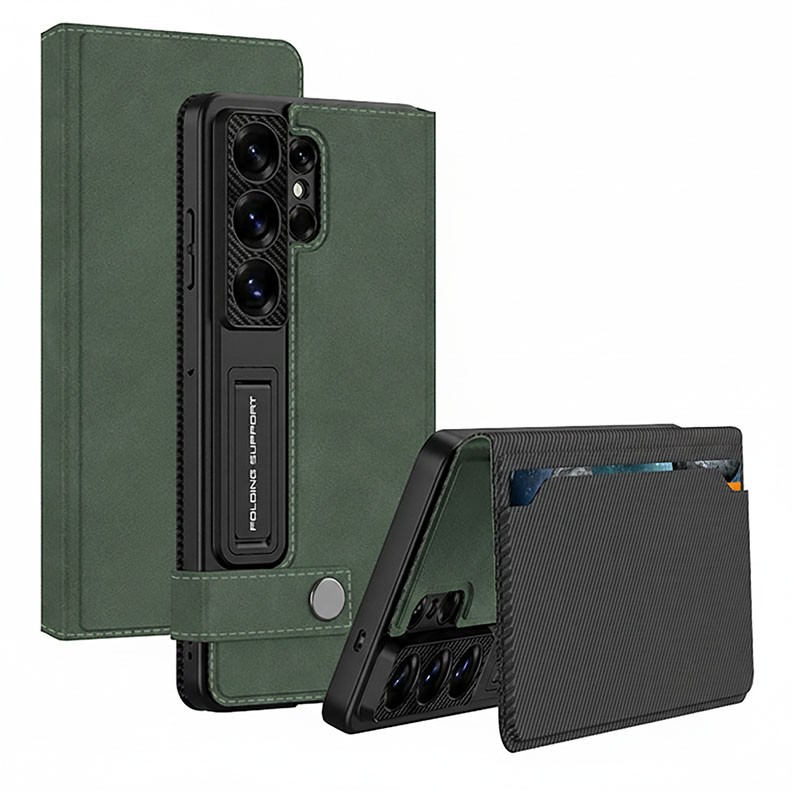 Samsung Galaxy S26 Ultra 5G GKK Full Coverage Θήκη Πορτοφόλι με Στήριγμα Green