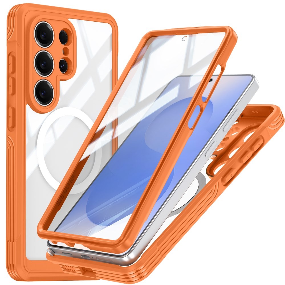 Samsung Galaxy S26 Ultra 5G 360 Degrees Coverage MagSafe Σκληρή Θήκη με Tempered Glass Orange
